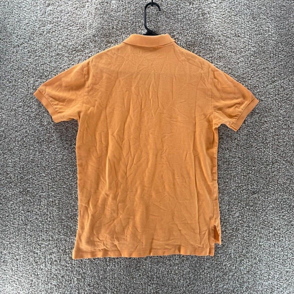 Polo‎ Ralph Lauren Polo Shirt Adult Medium Orange Knit Cotton Rugby Blue Pony - Picture 9 of 10